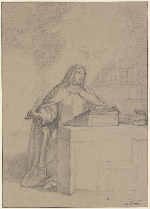 Die Heilige Lucilia vom Heiligen Geist inspiriert am Pulte schreibend from Charles Le Brun