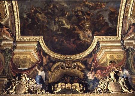 Passage on the Rhine in the Presence of the Enemies 1672, Ceiling Painting from the Galerie des Glac from Charles Le Brun