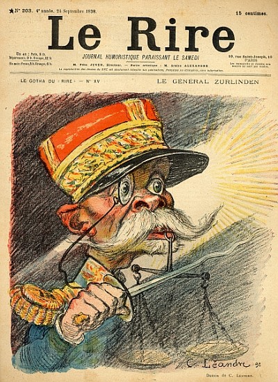 Caricature of General Zurlinden, from the front cover of ''Le Rire'', 24th September 1898 from Charles Leandre