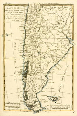 Chile, from the south of Peru to Cape Horn, from 'Atlas de Toutes les Parties Connues du Globe Terre from Charles Marie Rigobert Bonne