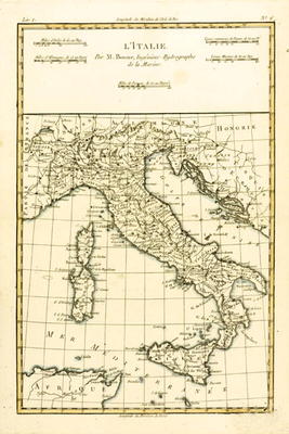 Italy, from 'Atlas de Toutes les Parties Connues du Globe Terrestre' by Guillaume Raynal (1713-96) p from Charles Marie Rigobert Bonne