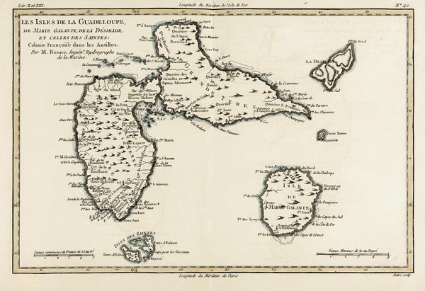 The Islands of Guadeloupe, Marie-Galante, La Desirade, and the Isles des Saintes, French colonies in from Charles Marie Rigobert Bonne