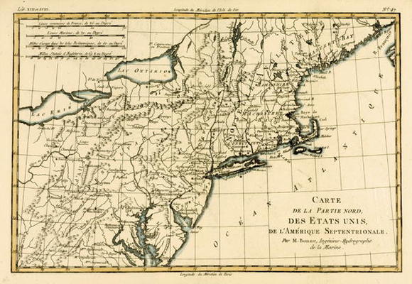 North-East Coast of America, from 'Atlas de Toutes les Parties Connues du Globe Terrestre' by Guilla from Charles Marie Rigobert Bonne