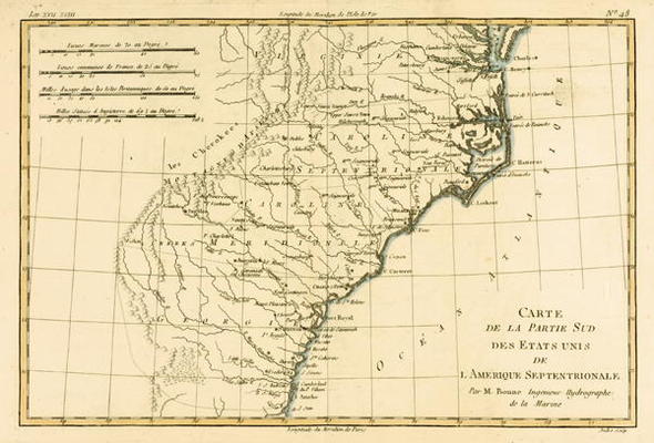 South-east Coast of America, from 'Atlas de Toutes les Parties Connues du Globe Terrestre' by Guilla from Charles Marie Rigobert Bonne
