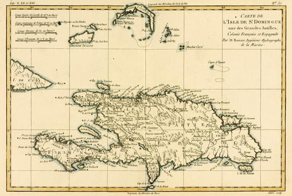 The French and Spanish Colony of the Island of St Dominic of the Greater Antilles, from 'Atlas de To from Charles Marie Rigobert Bonne