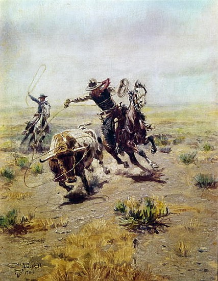 Cowboy Roping a Steer from Charles Marion Russell