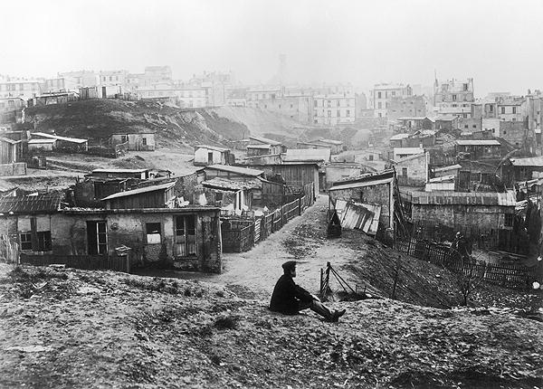 Rue Champlain, a group of huts, 1858-78 (b/w photo)  from Charles Marville