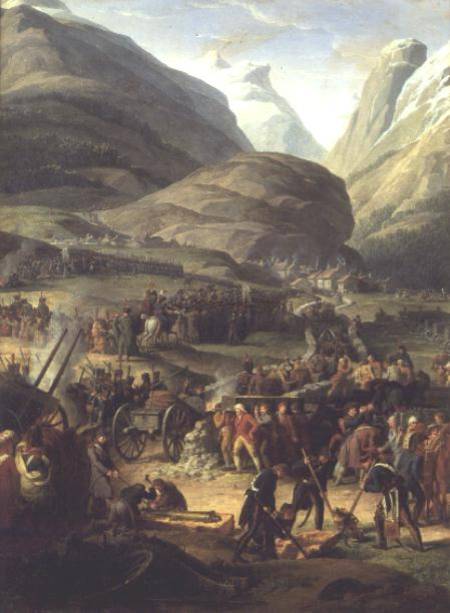 The French Army Travelling over the St. Bernard Pass at Bourg St. Pierre, 20th May 1800 from Charles Thevenin