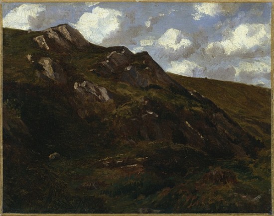 Mountainous landscape (oil on paper mounted on canvas) from Charles Francois Eustache