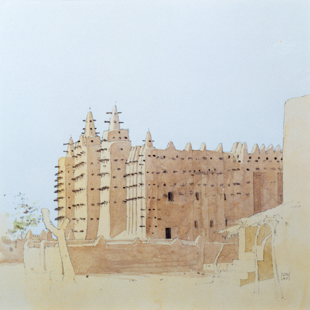 Djenne (Mali) Grande Mosquee, Tuesday, 2000 (w/c on paper)  from Charlie Millar