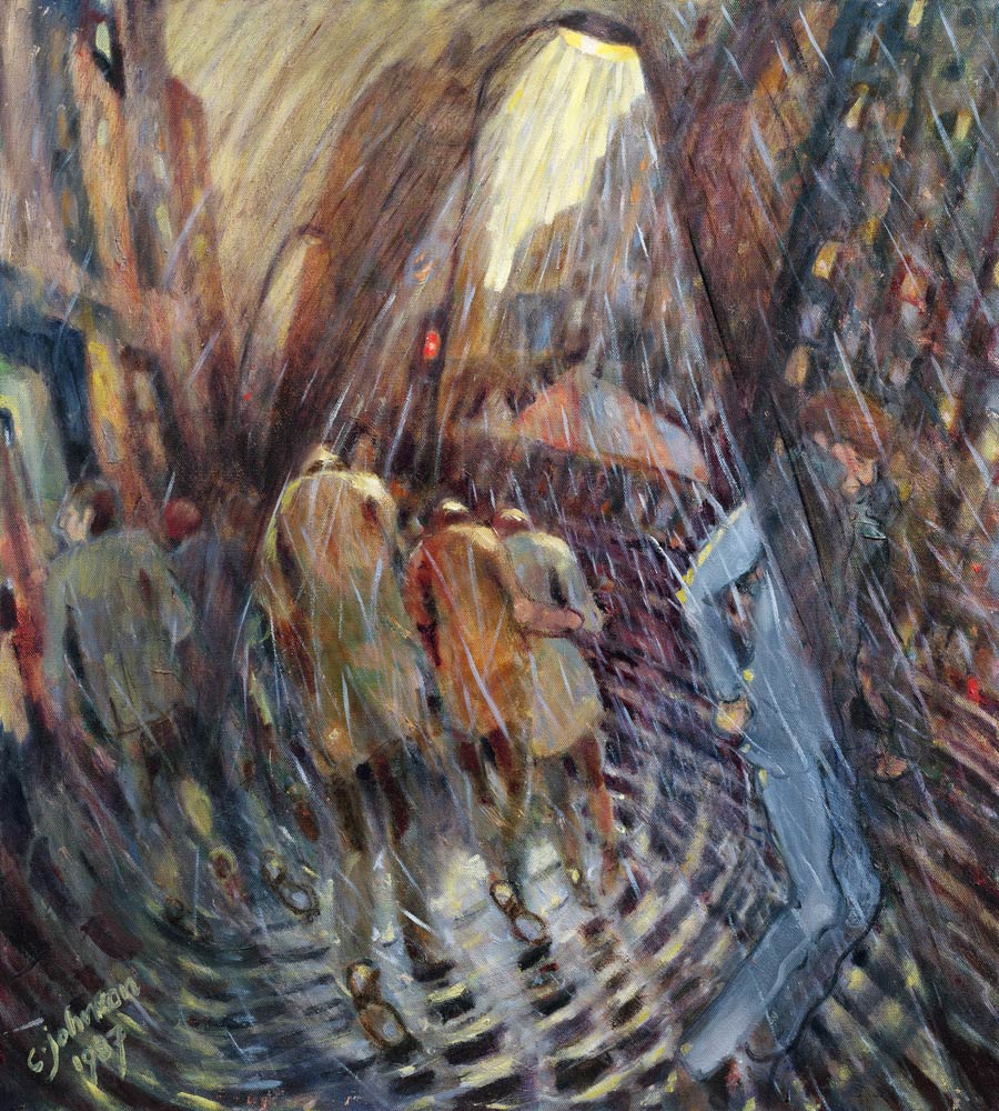 Hail on Sixth Avenue, New York City, 1987 (oil on canvas)  from Charlotte  Johnson Wahl