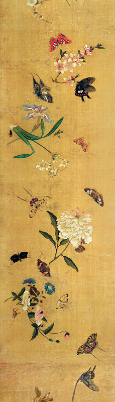 One Hundred Butterflies, Flowers and Insects, detail from a handscroll from Chen Hongshou