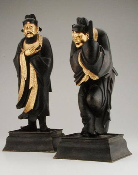 Pair of Taoist officials, Yuan or early Ming dynasty rcel from Chinese School