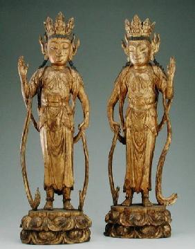 Pair of bodhisattvas, Yuan dynasty