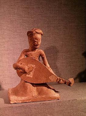 Seated musician playing a lute, from the Tomb of General Chang Sheng, Anyang, Honan, Sui Dynasty