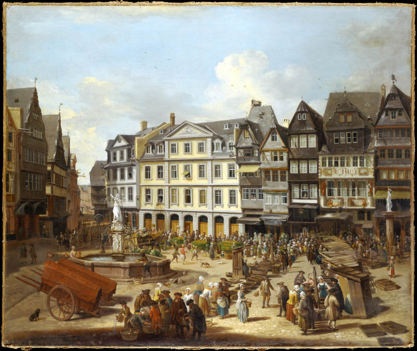 A Market on the Römerberg in Frankfurt from Christian Georg Schütz d. Ä.