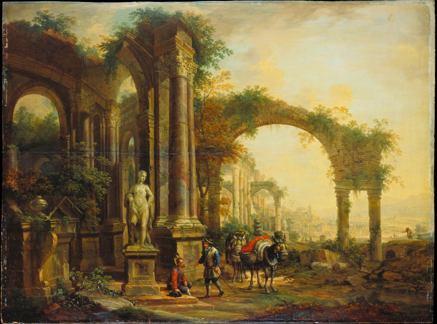 Landscape with Ancient Ruins and Two Pack Mules from Christian Georg Schütz d. Ä.