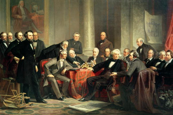 Men of Progress: group portrait of the great American inventors of the Victorian Age, 1862 (oil on c from Christian Schussele