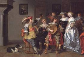 An Elegant Company Merry-making in an interior
