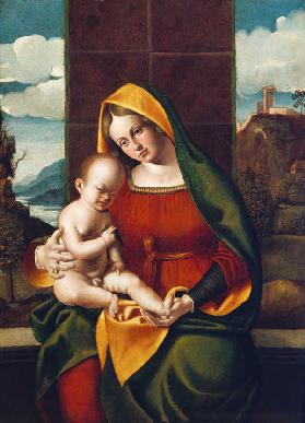 The virgin with the child.