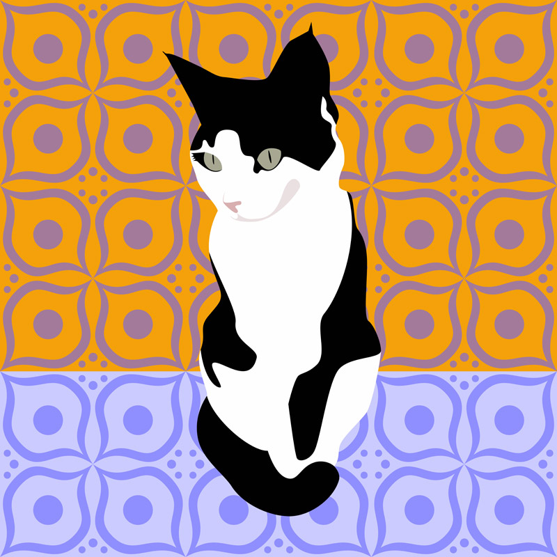 Cat on Morrocan Tiles from Claire Huntley