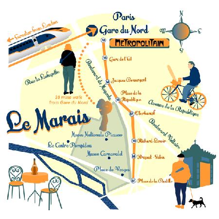 Map of Le Marais, Paris