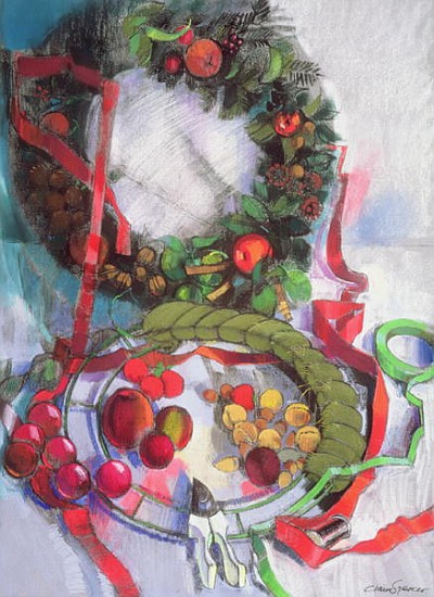 Making of Christmas Garlands (pastel on paper)  from Claire  Spencer