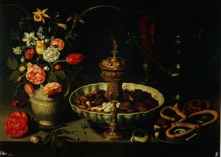 Still Life of Flowers and Dried Fruit from Clara Peeters