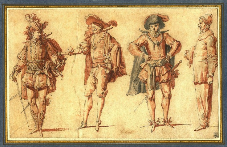Four Commedia dell'arte Figures from Claude Gillot