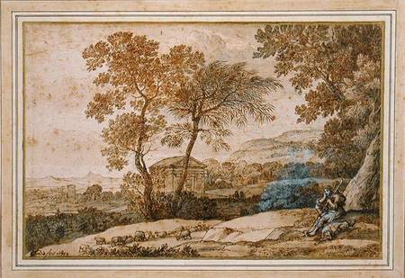 Landscape with a shepherd and his dog from Claude Lorrain