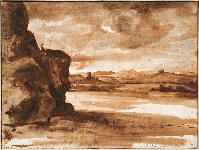 Tiber Landscape North of Rome with Dark Cloudy Sky from Claude Lorrain