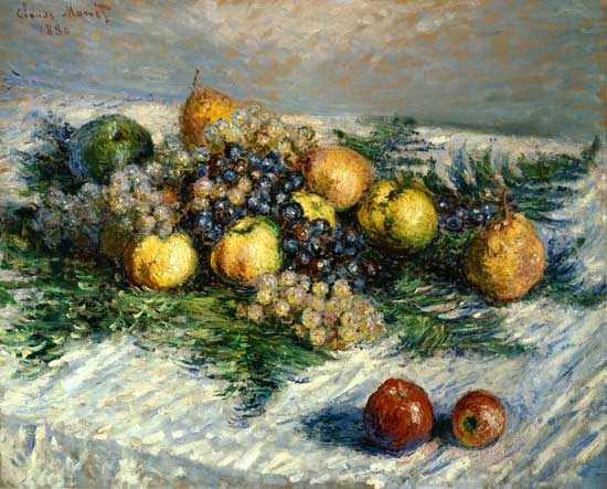 Quiet life with pears and grapes from Claude Monet