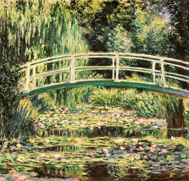 Bridge in Monets garden with white waterlilies from Claude Monet