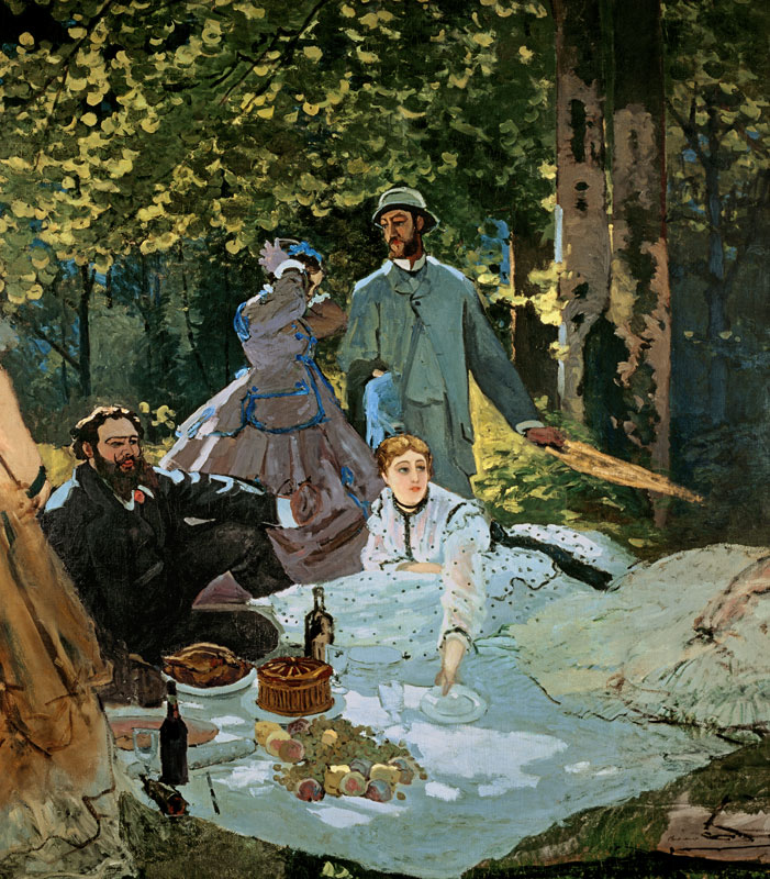 Le Déjeuner sur l ' sharp at Chailly (with the painters Courbet and Bazille) from Claude Monet