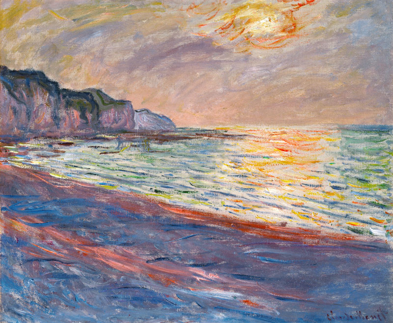 The Beach at Pourville, Setting Sun from Claude Monet