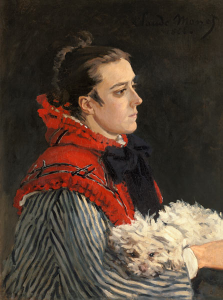 Camille Monet with dog. from Claude Monet