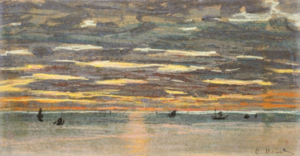 Sunset Over the Sea, 19th century (pastel & gouache on paper) from Claude Monet