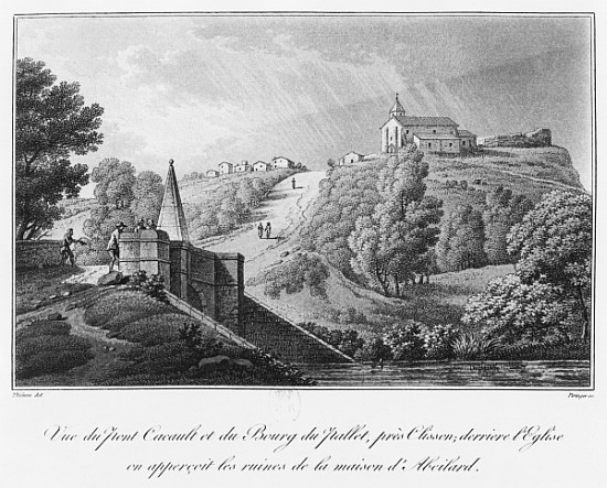 View of the Cacault bridge and the village of Pallet, near Clisson, ruins of the house of Abelard, i from Claude Thienon