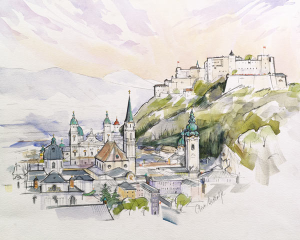 Salzburg Sunrise (w/c on paper)  from Clive  Metcalfe