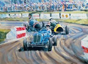 The First Race at the Goodwood Revival, 1998 (oil on canvas) 