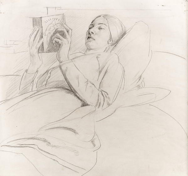 Portrait of Winifred Knights (1899-1947) reading, c.1921 (pencil on paper)  from Colin Unwin Gill