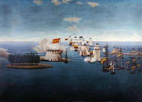 The Battle of Maracaibo on 24th July, 1823 (oil on canvas)
