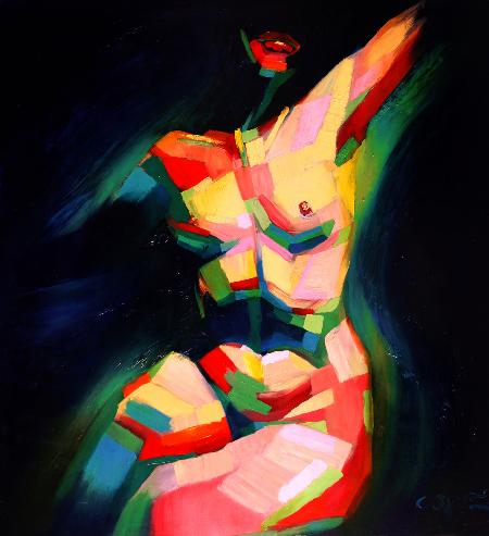 Cubistic Sitting Nude (2014)