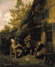 Farmers in front of a pub. from Cornelis Dusart