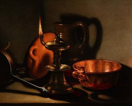 A Still Life with an oil lamp from Cornelis Jacobsz