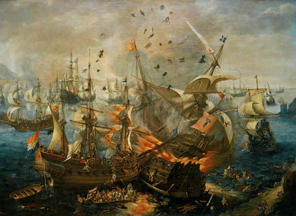 The Explosion of the Spanish Ship 1607 from Cornelis Claez Wieringen van
