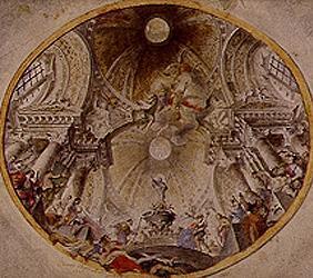 Outline for the blanket fresco of piece of Jakob in Innsbruck: St. Jakob of Compostela as a helper o