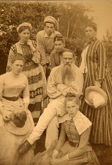 The author Leo Tolstoy with his family in Yasnaya Polyana from Count Semyon Semyonovich Abamelek-Lazarev