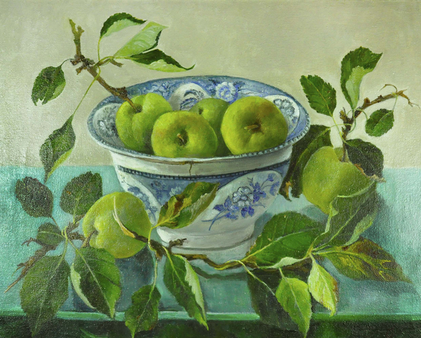 Apples and blue Bowl from Cristiana  Angelini