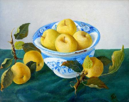 Apples in a Blue Bowl